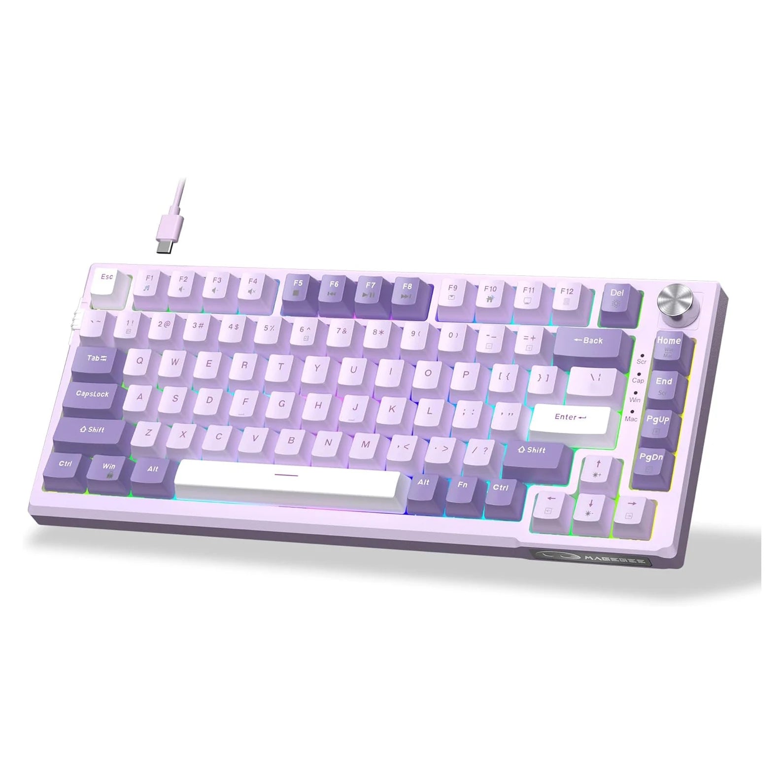 MageGee SKY81 75% Mechanical Gaming Keyboard, RGB Hot Swappable Wired Custom Creamy Keyboards with 5-Layer Sound Dampening, Knob